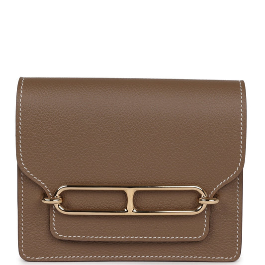 Roulis Slim Wallet Etoupe Evercolor Gold Hardware