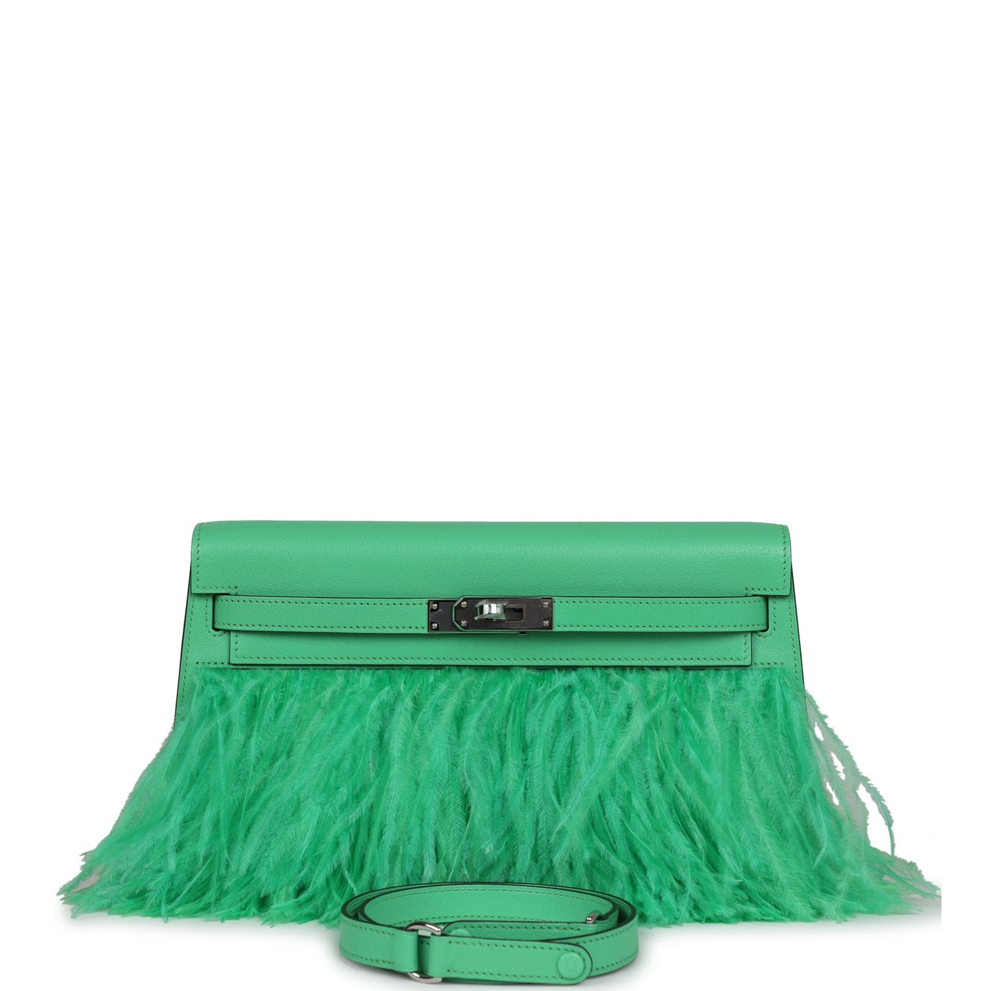 Kelly Elan Foile Vert Comics Chevre and Ostrich Feather Palladium Hardware