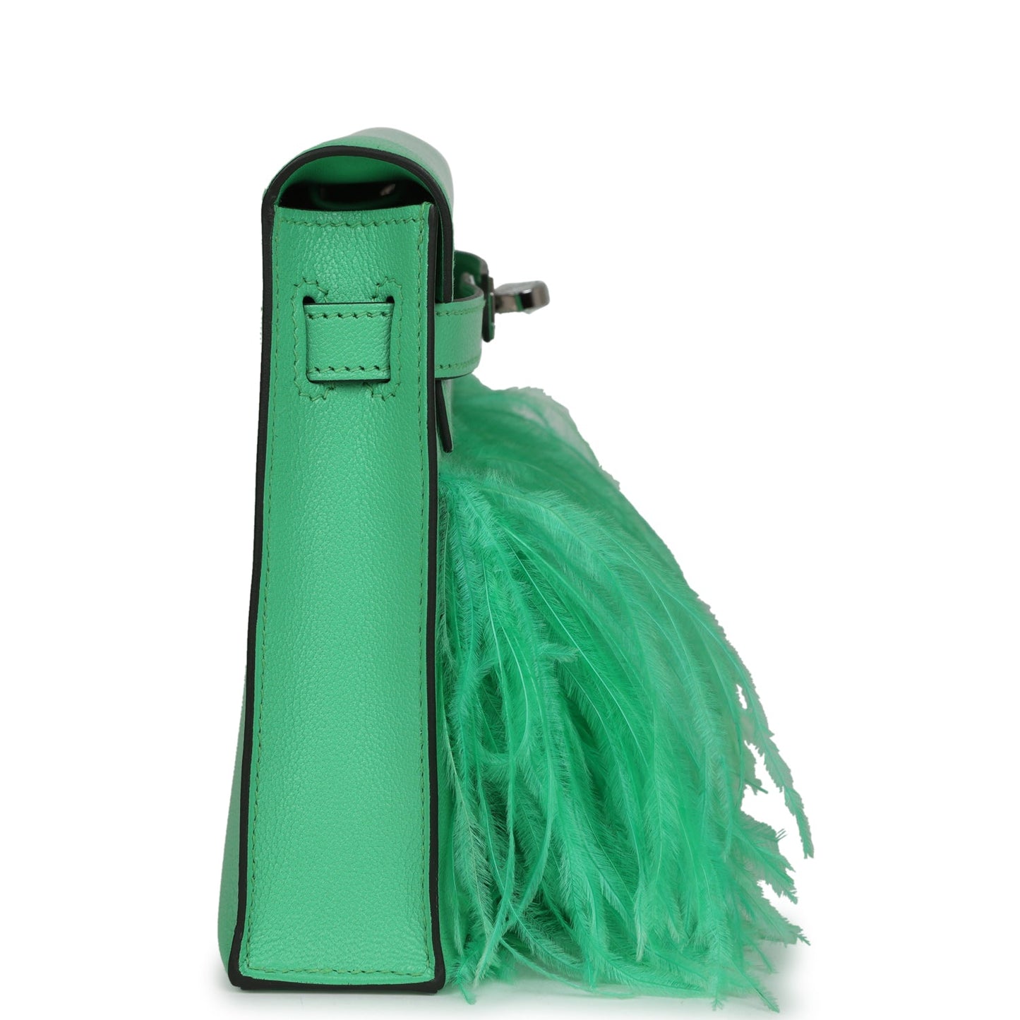 Kelly Elan Foile Vert Comics Chevre and Ostrich Feather Palladium Hardware
