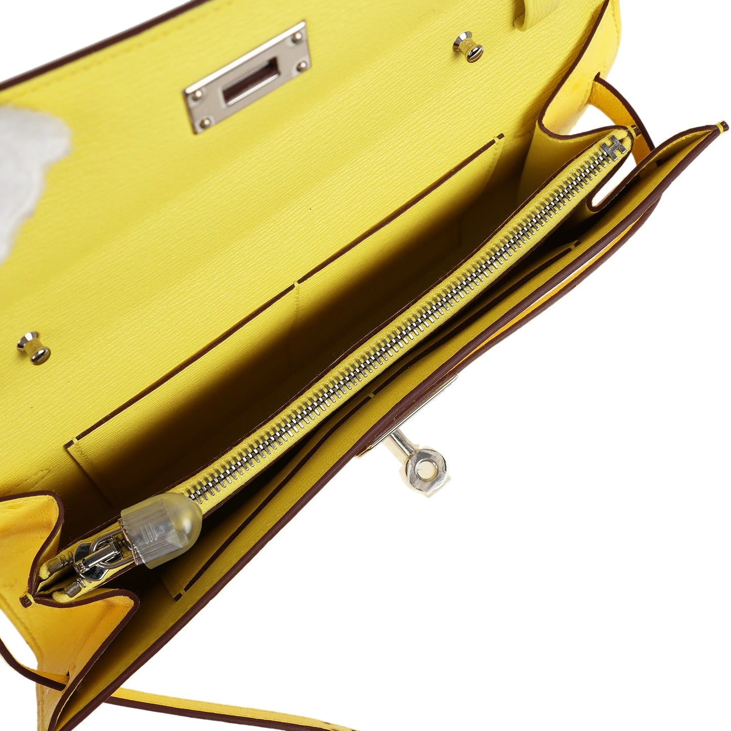 Kelly To Go Wallet Jaune Citron Ostrich Palladium Hardware