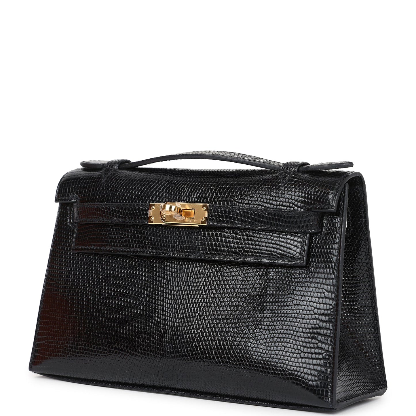 Kelly Pochette Black Varanus Niloticus Lizard Gold Hardware