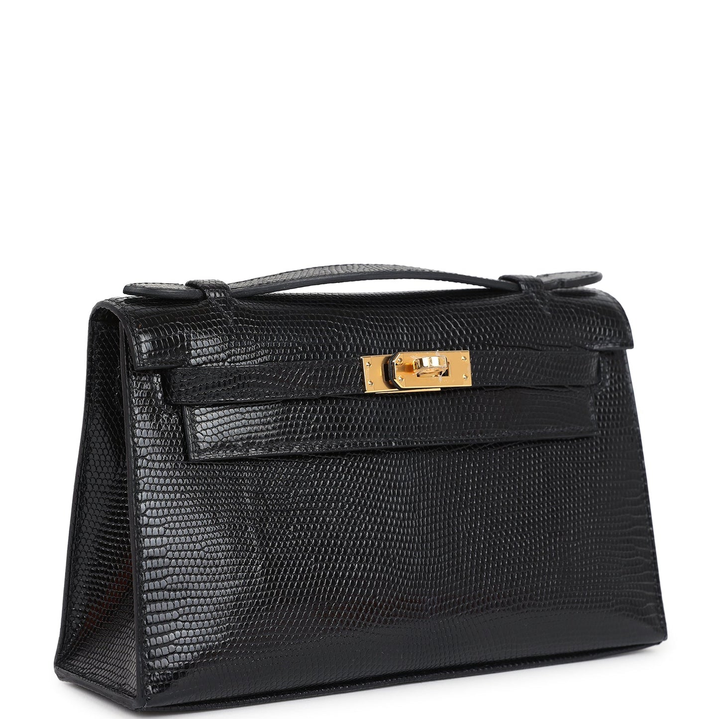 Kelly Pochette Black Varanus Niloticus Lizard Gold Hardware