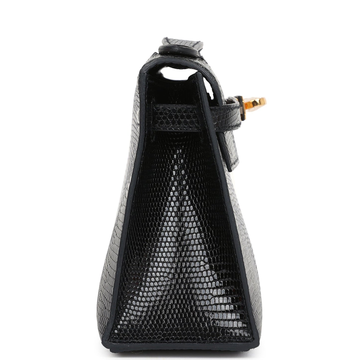 Kelly Pochette Black Varanus Niloticus Lizard Gold Hardware