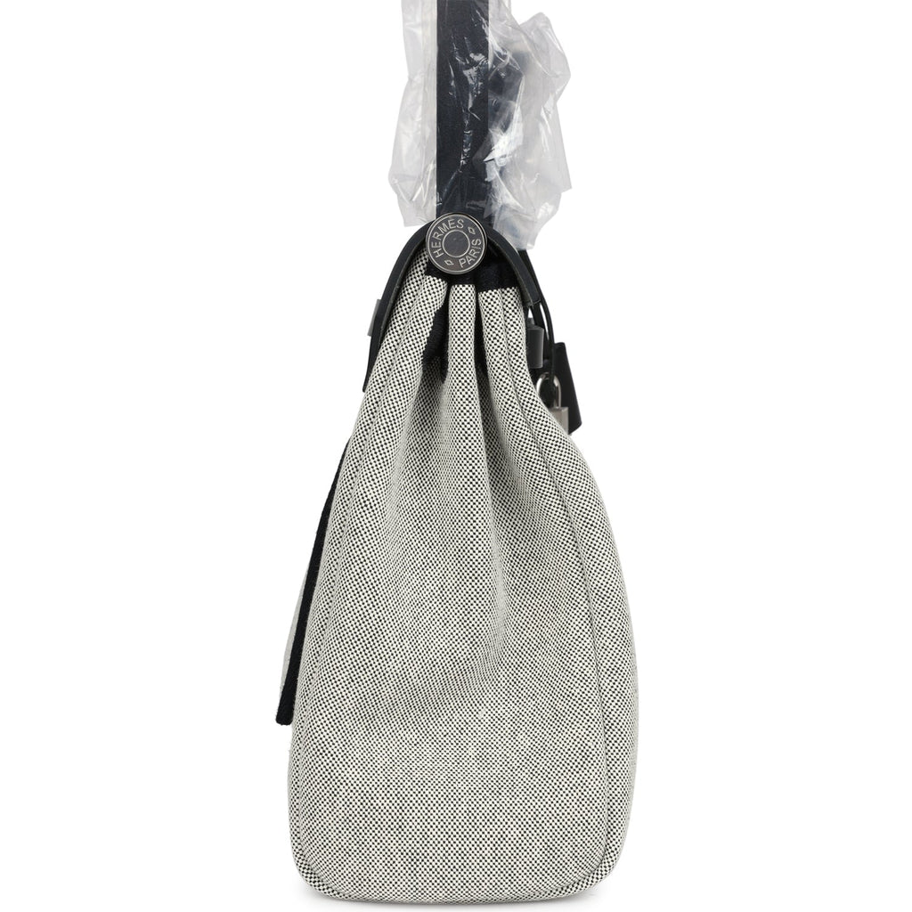 Herbag Zip 31 PM Hobnailed Black and Ecru Printed H Plume Canvas and Vache Hunter Palladium Hardware