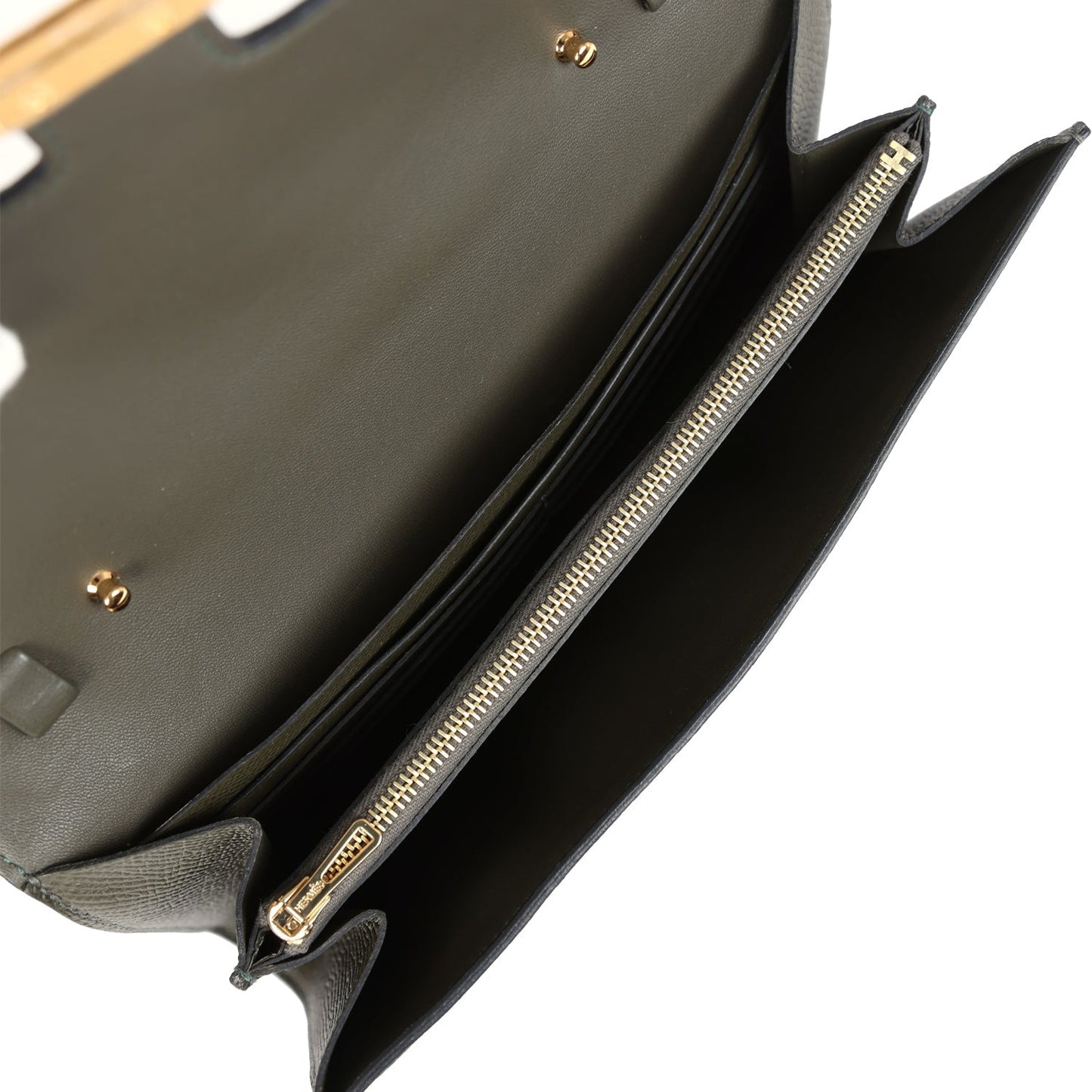 Constance Wallet To Go Vert De Gris Epsom Gold Hardware