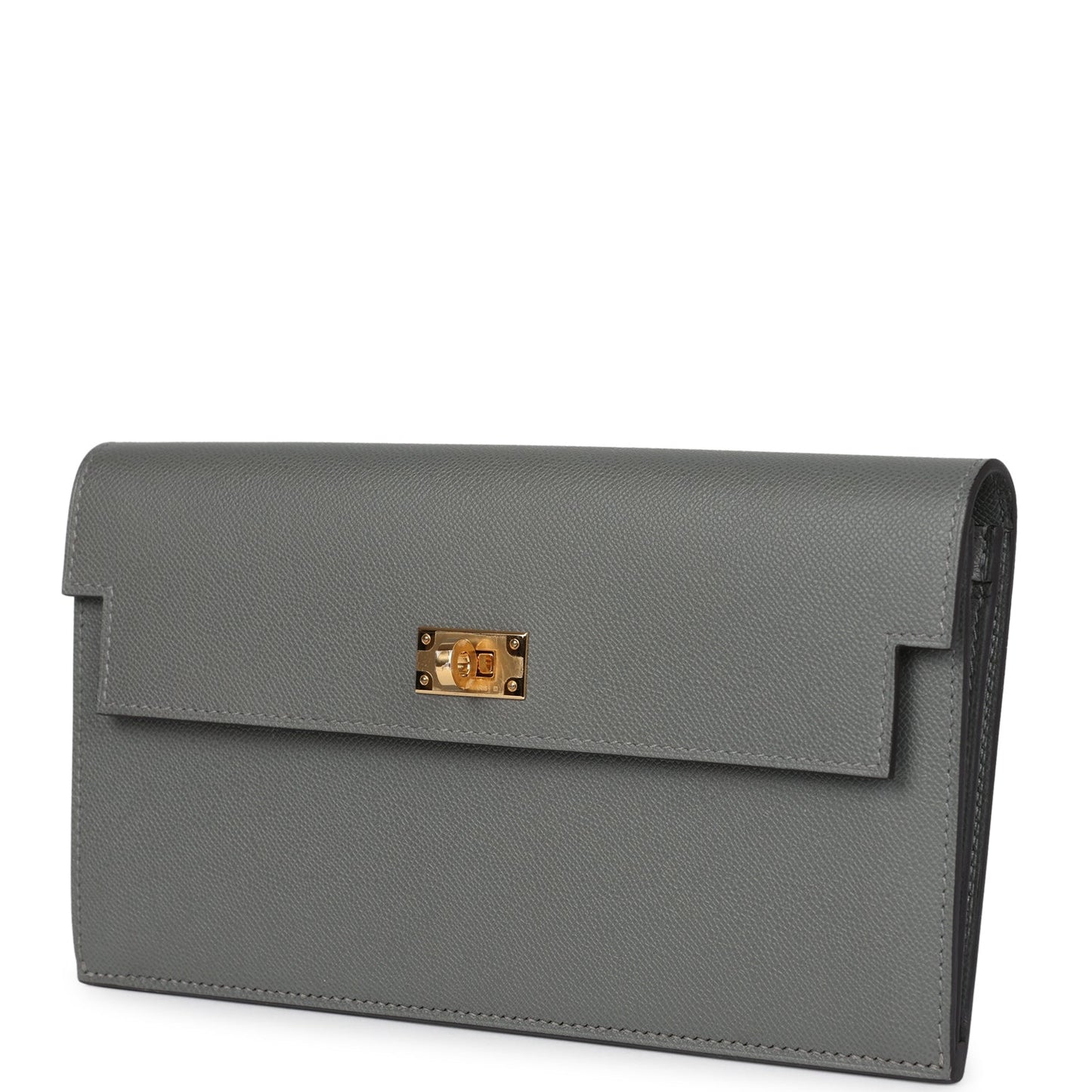 Kelly Pocket Long Wallet Gris Meyer Madame Gold Hardware