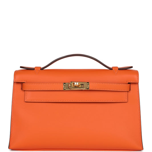Special Order (HSS) Kelly Pochette Orange Verso Swift Gold Hardware