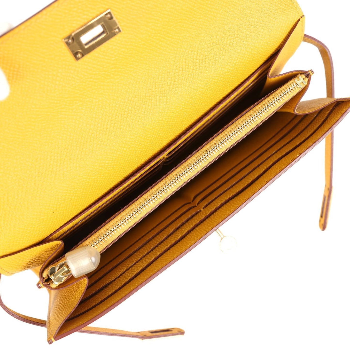 Kelly Long Wallet Jaune Ambre Epsom Gold Hardware