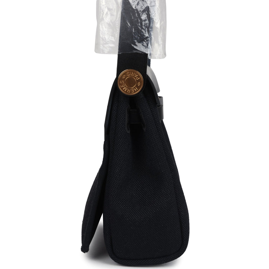 Herbag Zip 20 Mini Black Toile Militaire Canvas and Black Vache Hunter Gold Hardware