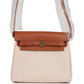Herbag Zip 20 Mini Ecru and Beige Toile H Canvas and Fauve Vache Hunter Gold Hardware