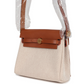 Herbag Zip 20 Mini Ecru and Beige Toile H Canvas and Fauve Vache Hunter Gold Hardware