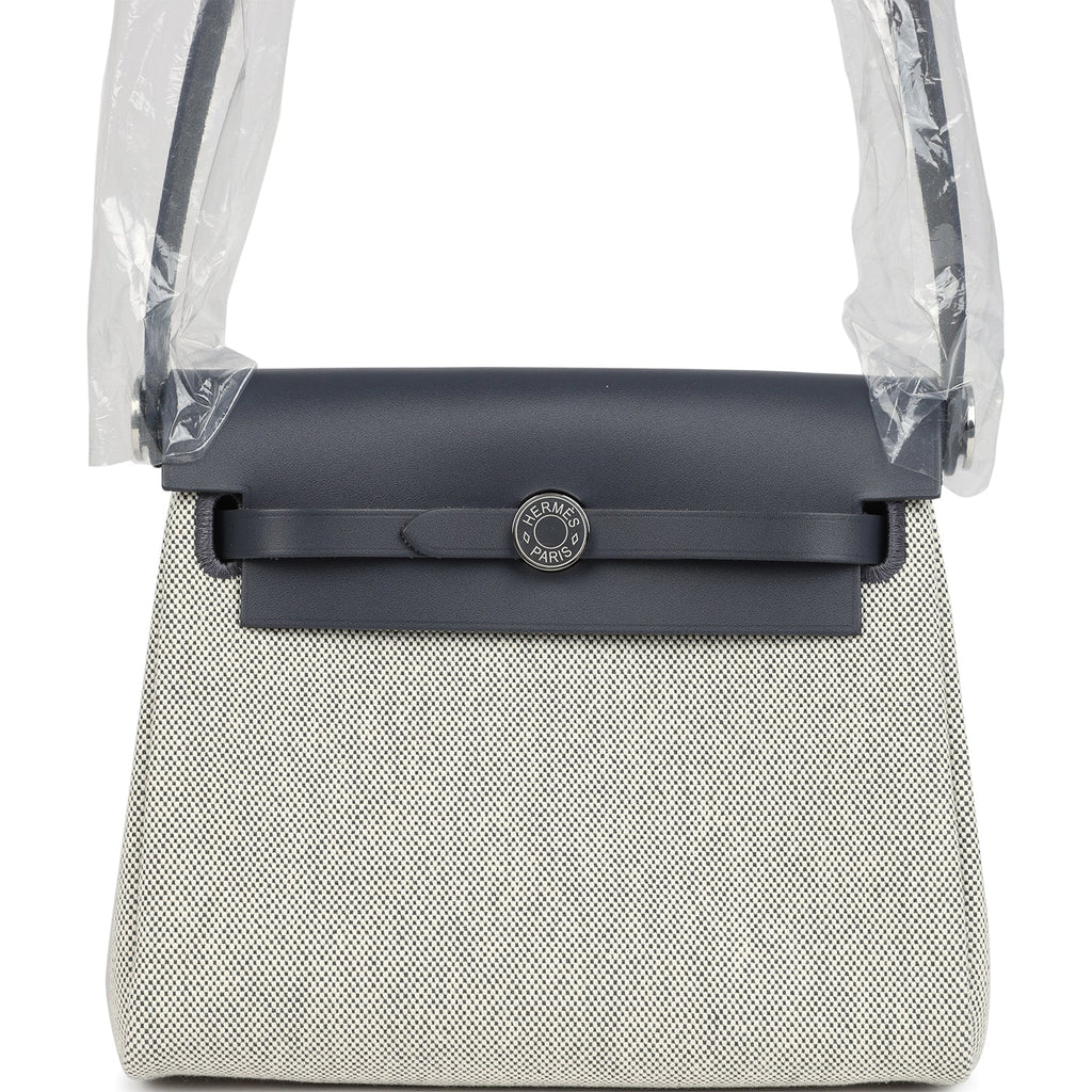 Herbag Zip 20 Mini Ecru and Ardoise Toile H Canvas and Ardoise Vache Hunter Palladium Hardware