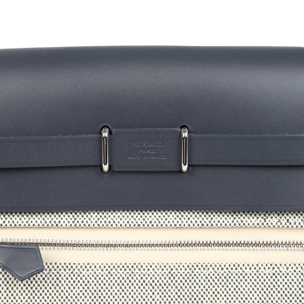 Herbag Zip 20 Mini Ecru and Ardoise Toile H Canvas and Ardoise Vache Hunter Palladium Hardware