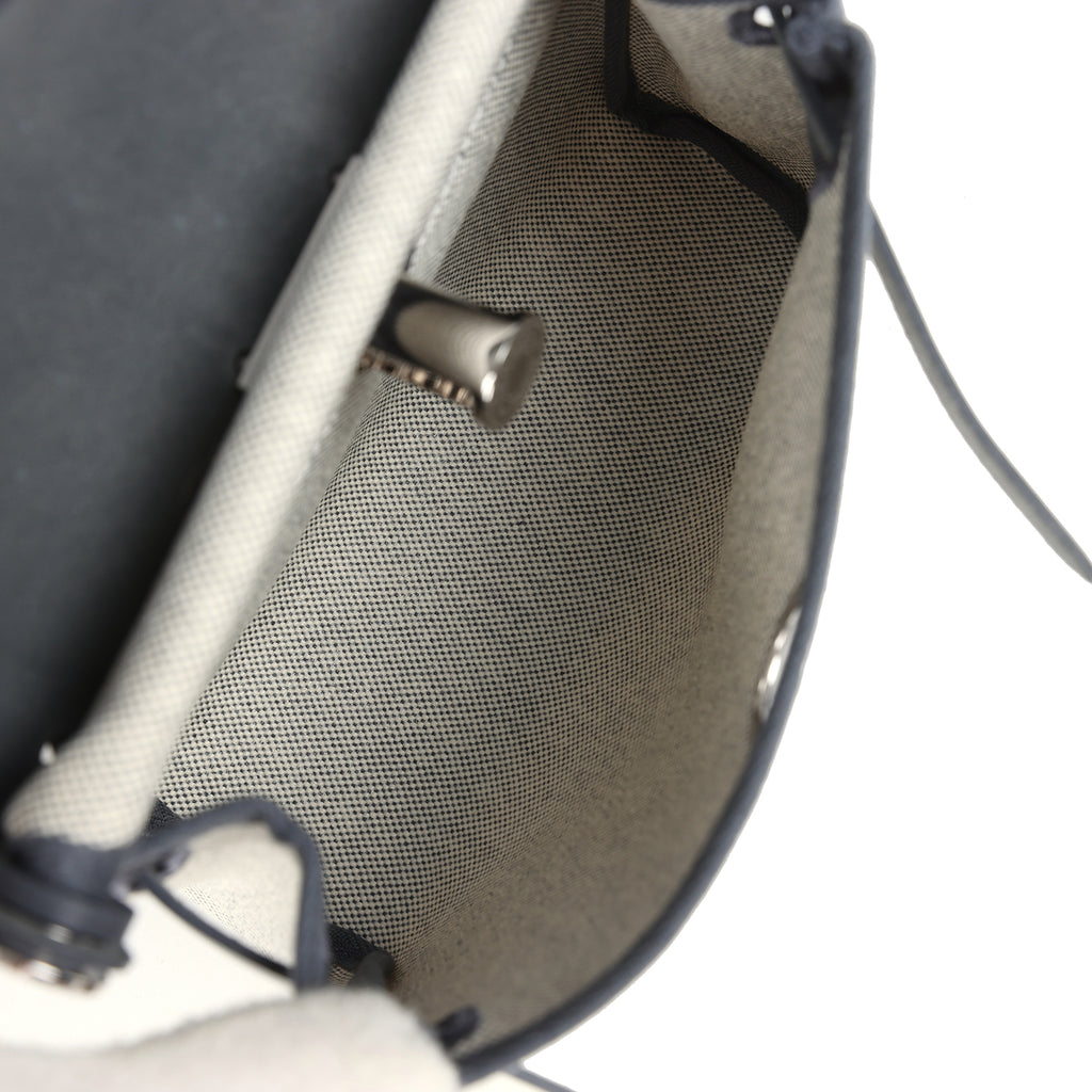 Herbag Zip 20 Mini Ecru and Ardoise Toile H Canvas and Ardoise Vache Hunter Palladium Hardware