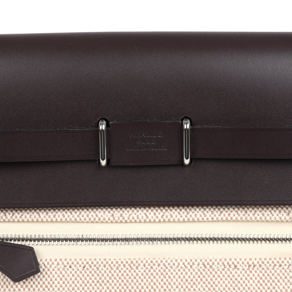 Herbag Zip 20 Mini Ecru and Beige Toile H Canvas and Ebene Vache Hunter Palladium Hardware