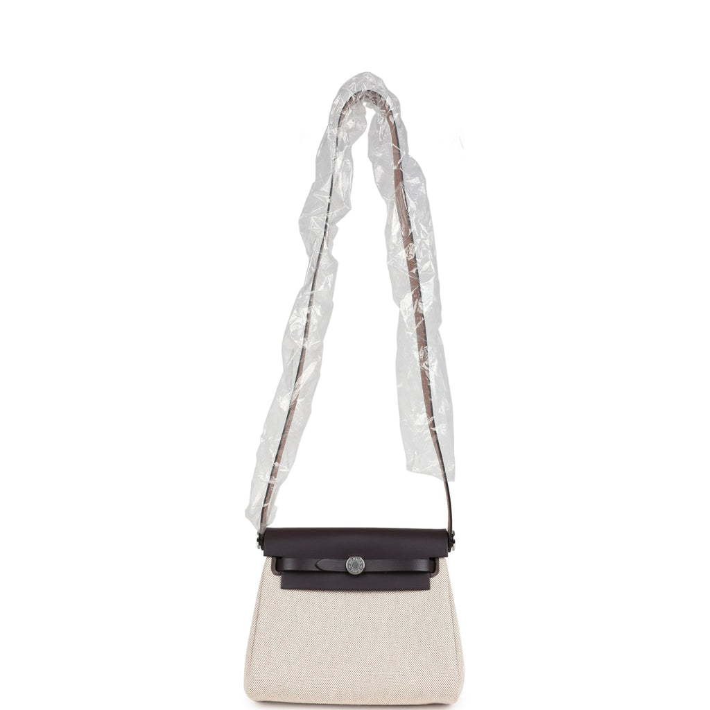 Herbag Zip 20 Mini Ecru and Beige Toile H Canvas and Ebene Vache Hunter Palladium Hardware