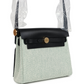 Herbag Zip 20 Mini Ecru and Vert Moyen Toile H Canvas and Black Vache Hunter Gold Hardware