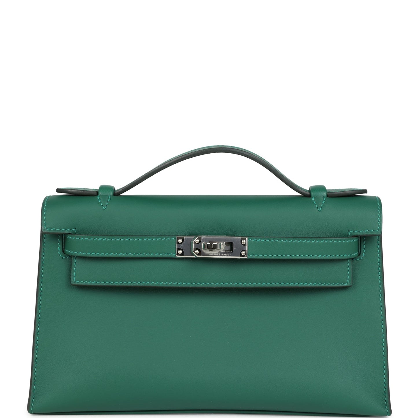 Kelly Pochette Vert Moyen Swift Palladium Hardware