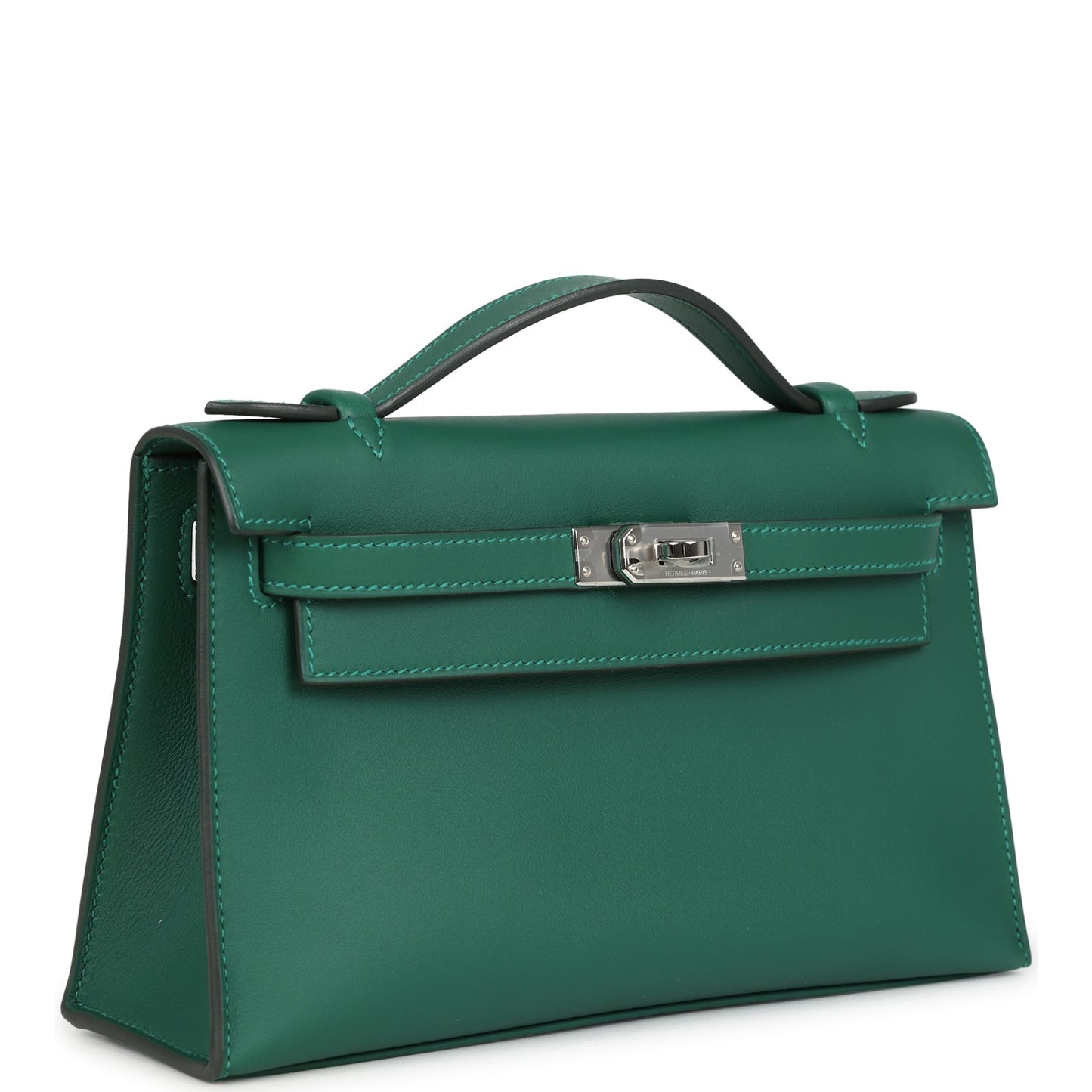 Kelly Pochette Vert Moyen Swift Palladium Hardware