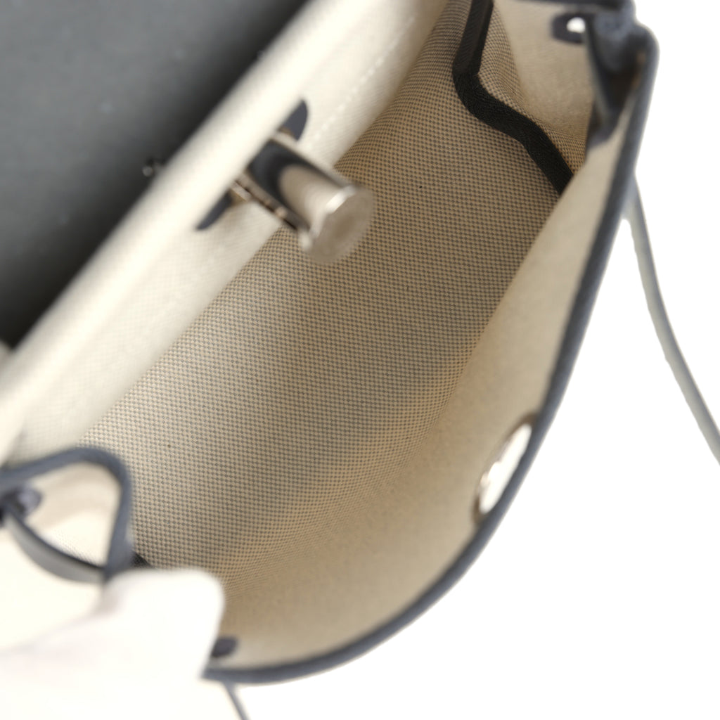 Herbag Zip 20 Mini Ecru and Bleu Glacier Toile H Canvas and Ardoise Vache Hunter Palladium Hardware