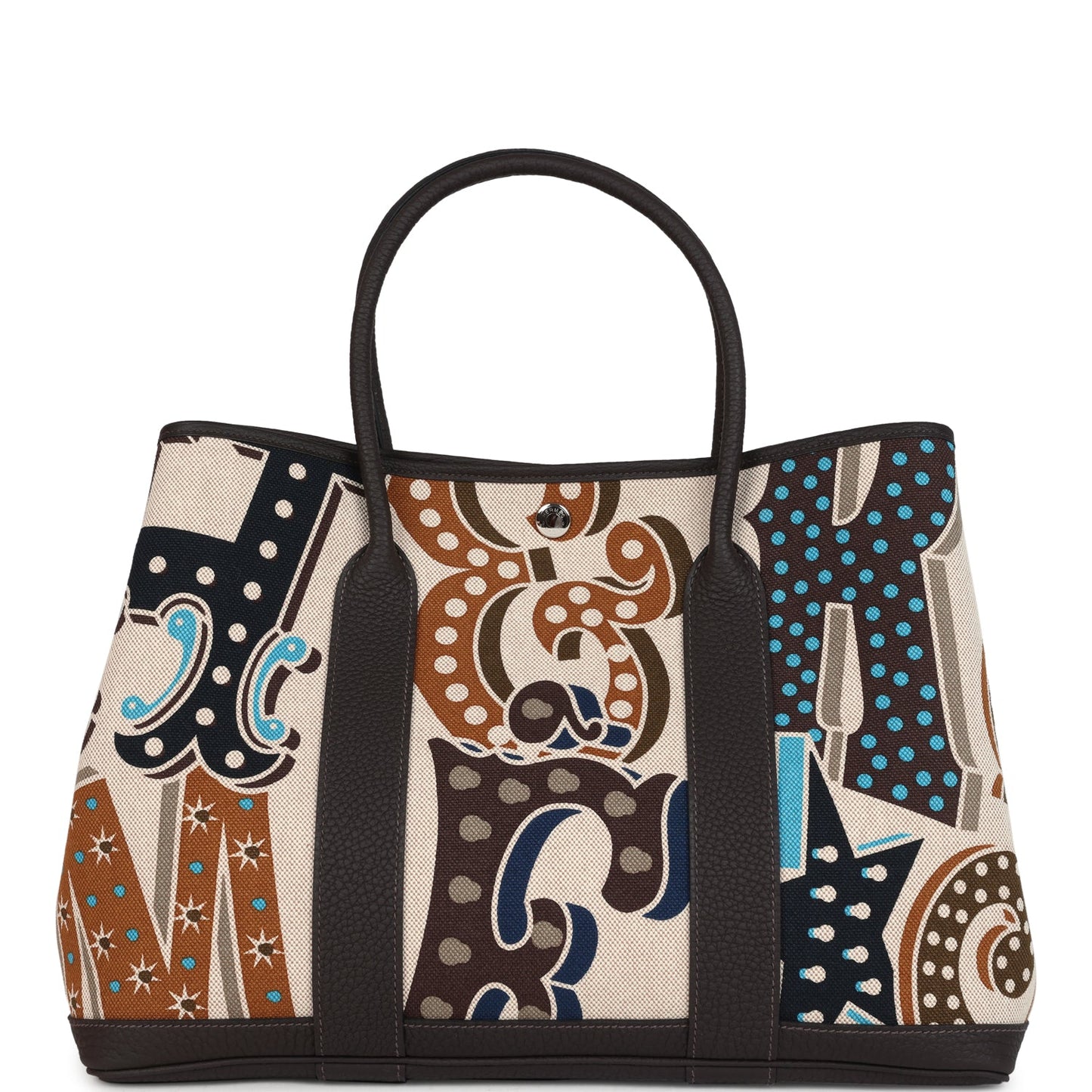 Garden Party 36 Electrique Ecru and Beige Multi Toile H and Ebene Negonda Palladium Hardware