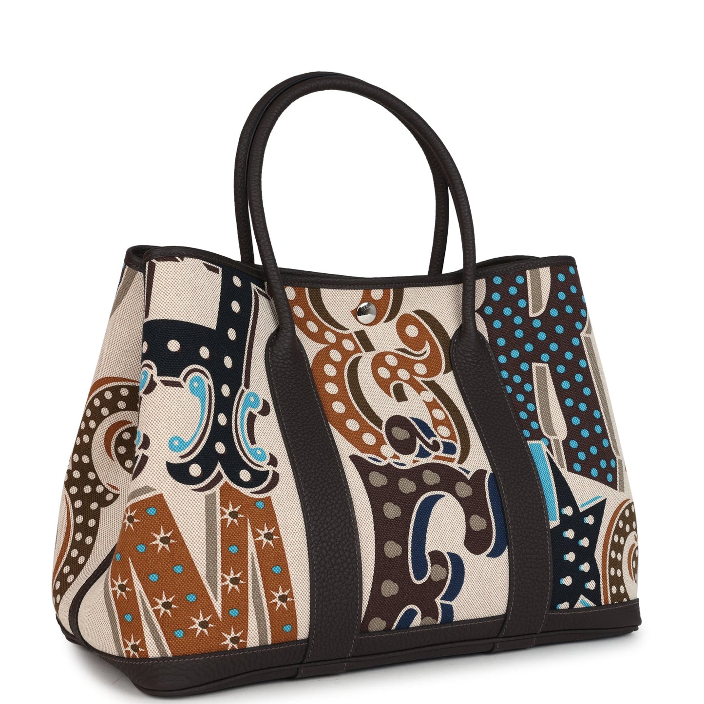 Garden Party 36 Electrique Ecru and Beige Multi Toile H and Ebene Negonda Palladium Hardware