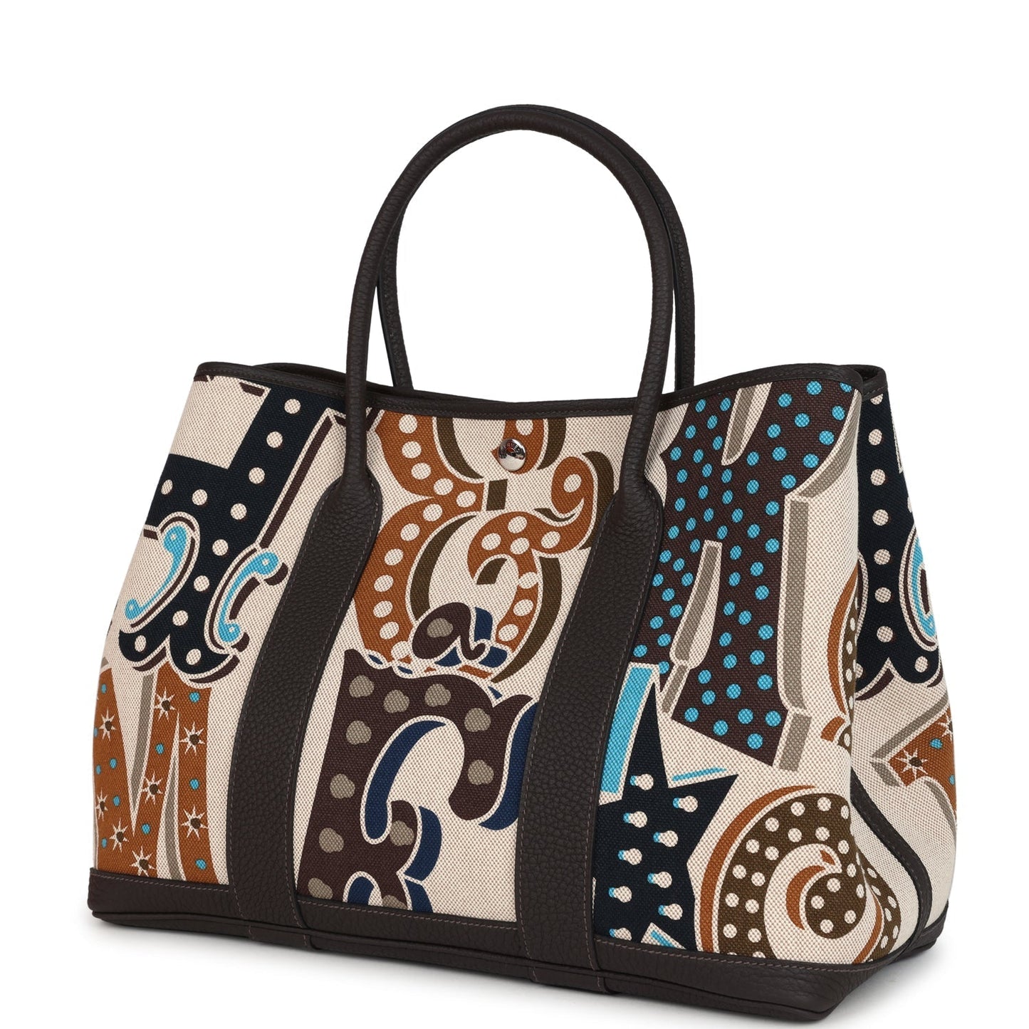 Garden Party 36 Electrique Ecru and Beige Multi Toile H and Ebene Negonda Palladium Hardware