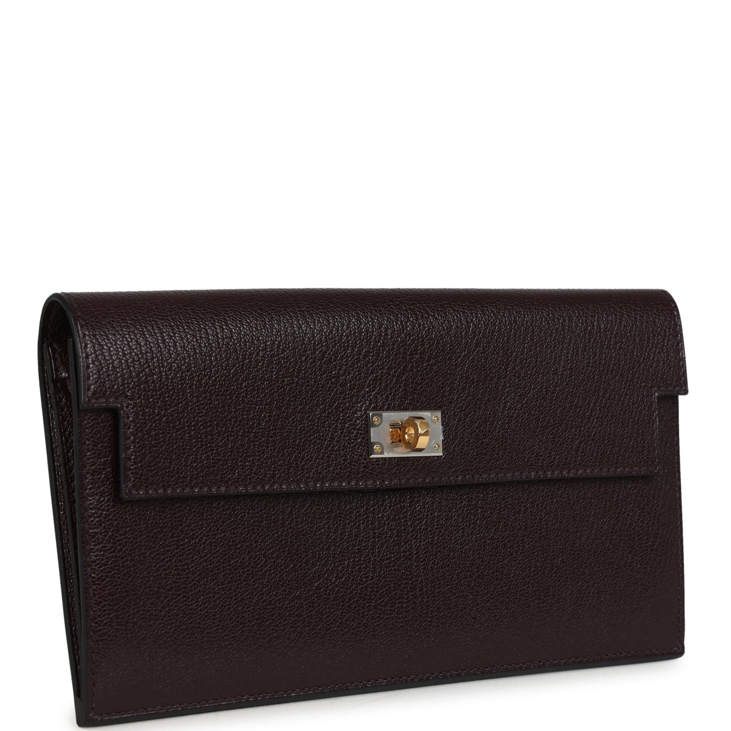 Kelly Pocket Long Wallet Rouge Sellier Chevre Chamkila Electrum Hardware
