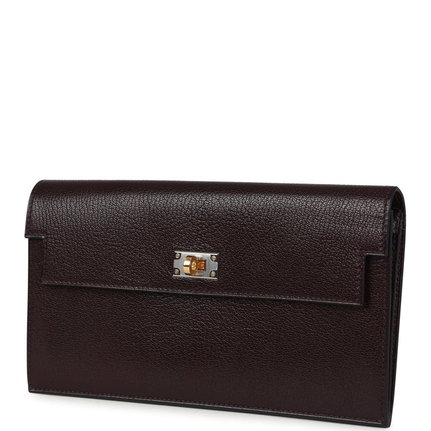 Kelly Pocket Long Wallet Rouge Sellier Chevre Chamkila Electrum Hardware