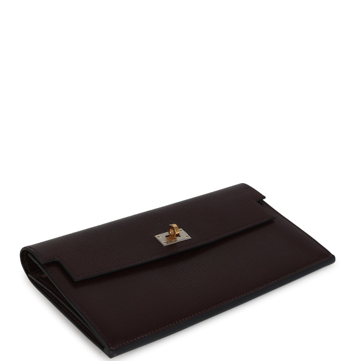 Kelly Pocket Long Wallet Rouge Sellier Chevre Chamkila Electrum Hardware