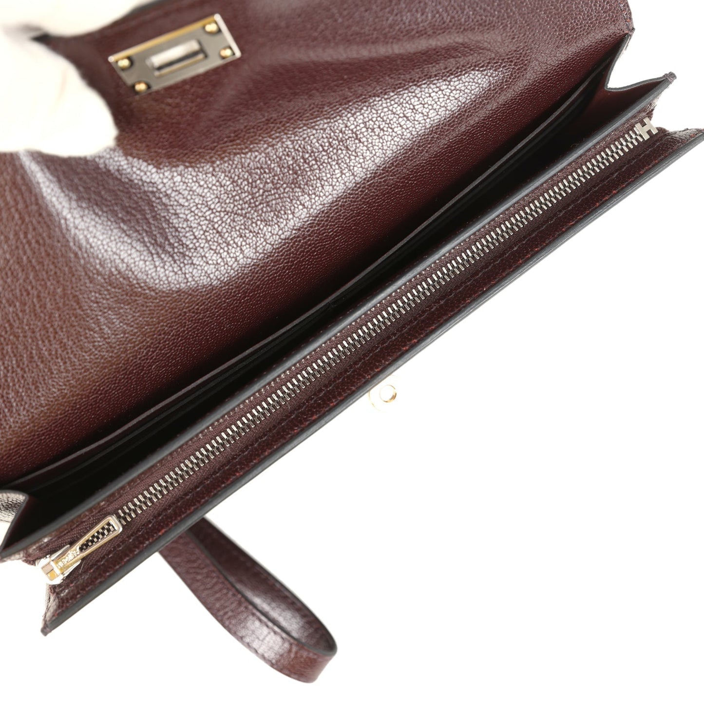 Kelly Pocket Long Wallet Rouge Sellier Chevre Chamkila Electrum Hardware