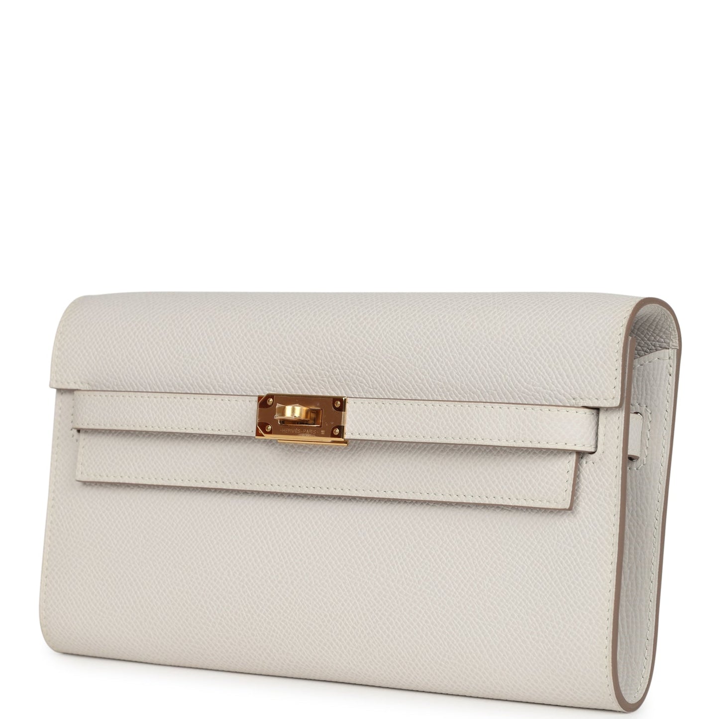 Kelly Wallet To Go Gris Pale Epsom Gold Hardware