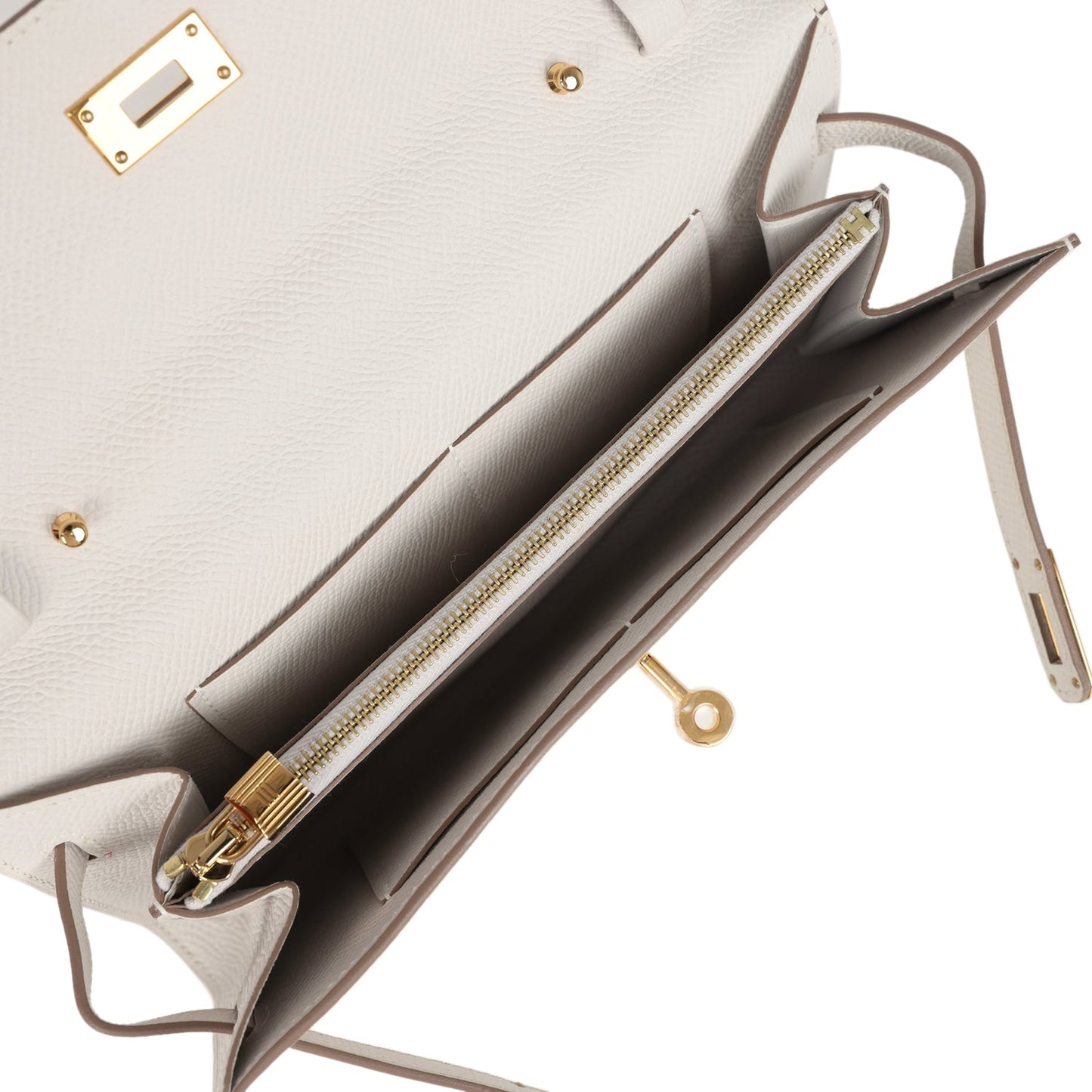 Kelly Wallet To Go Gris Pale Epsom Gold Hardware