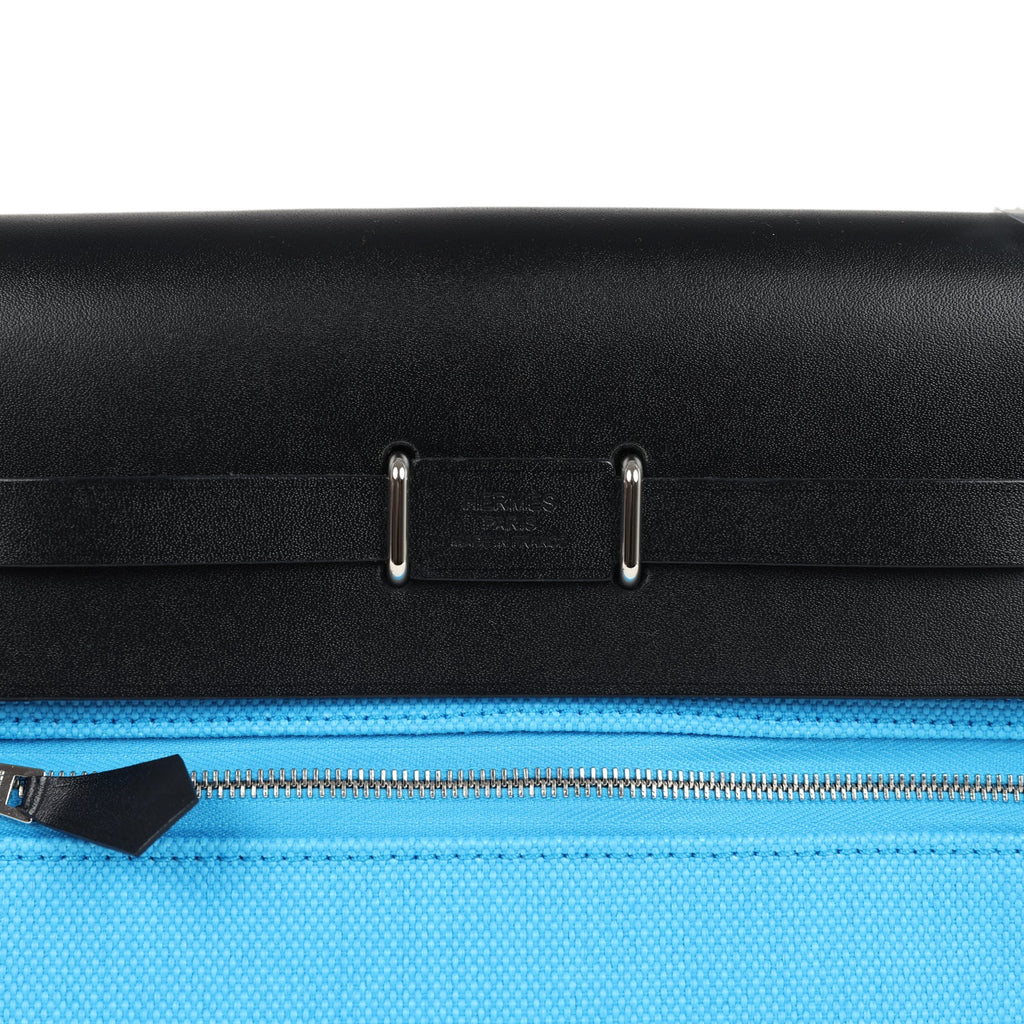 Herbag Zip 20 Mini Bleu Riviera Toile H Canvas and Black Vache Hunter Palladium Hardware