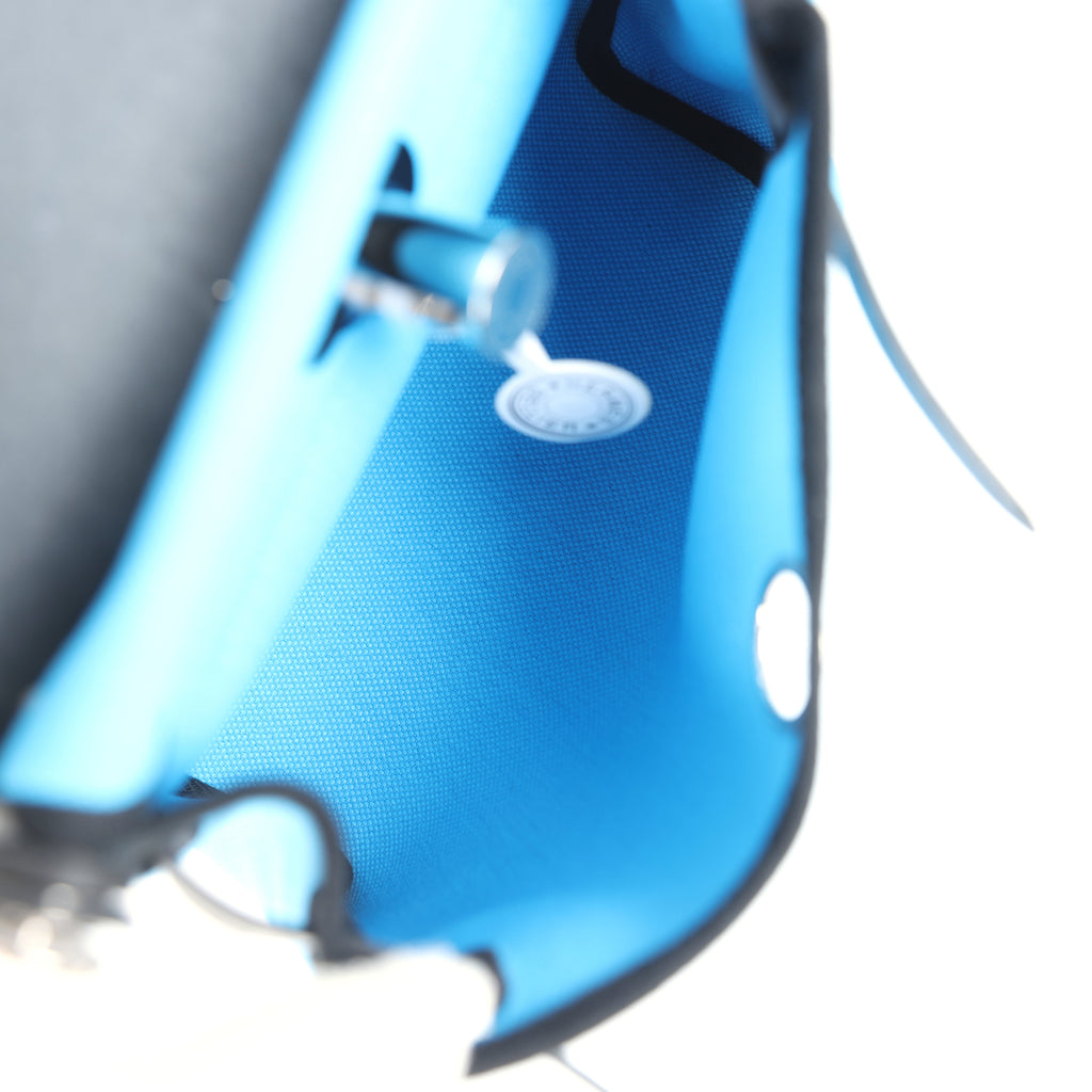 Herbag Zip 20 Mini Bleu Riviera Toile H Canvas and Black Vache Hunter Palladium Hardware