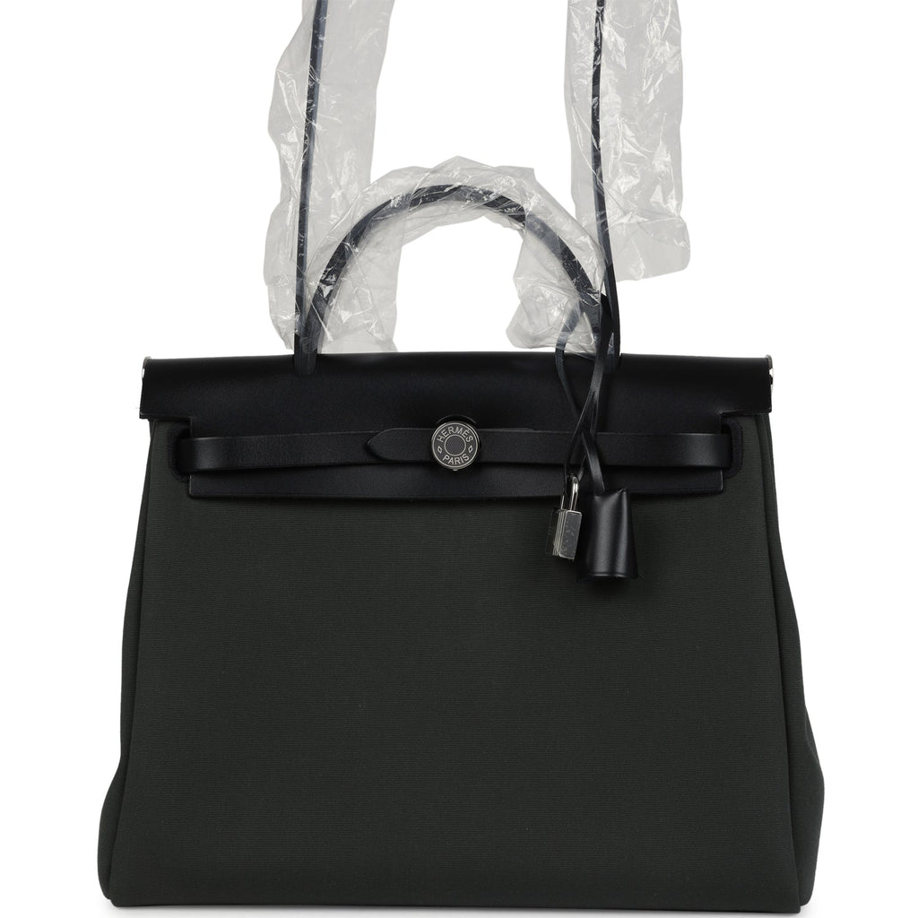 Herbag Zip 31 PM Vert Mangrove Toile Militaire Canvas and Black Vache Hunter Palladium Hardware