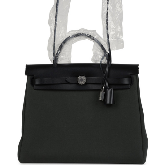 Herbag Zip 31 PM Vert Mangrove Toile Militaire Canvas and Black Vache Hunter Palladium Hardware