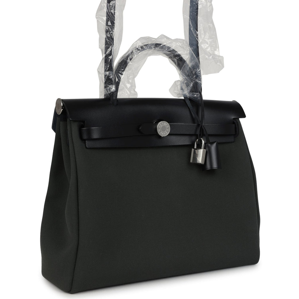 Herbag Zip 31 PM Vert Mangrove Toile Militaire Canvas and Black Vache Hunter Palladium Hardware