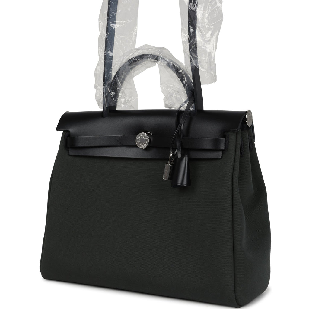 Herbag Zip 31 PM Vert Mangrove Toile Militaire Canvas and Black Vache Hunter Palladium Hardware