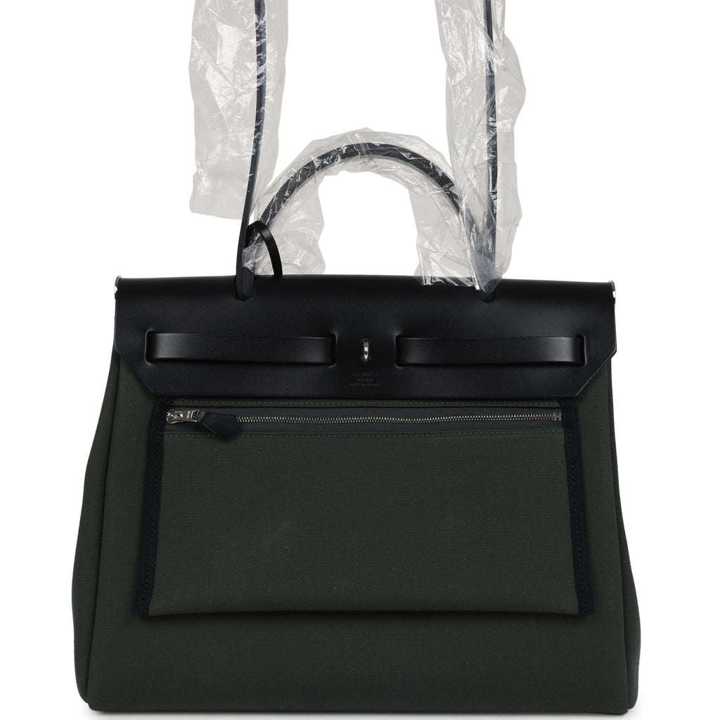 Herbag Zip 31 PM Vert Mangrove Toile Militaire Canvas and Black Vache Hunter Palladium Hardware