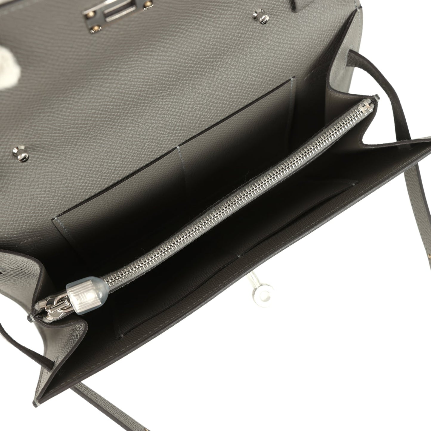 Kelly Wallet To Go Gris Meyer Epsom Palladium Hardware