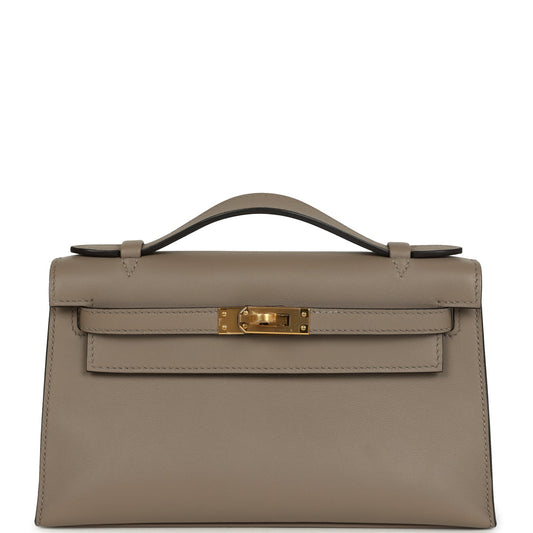 Kelly Pochette Gris Asphalte Swift Gold Hardware