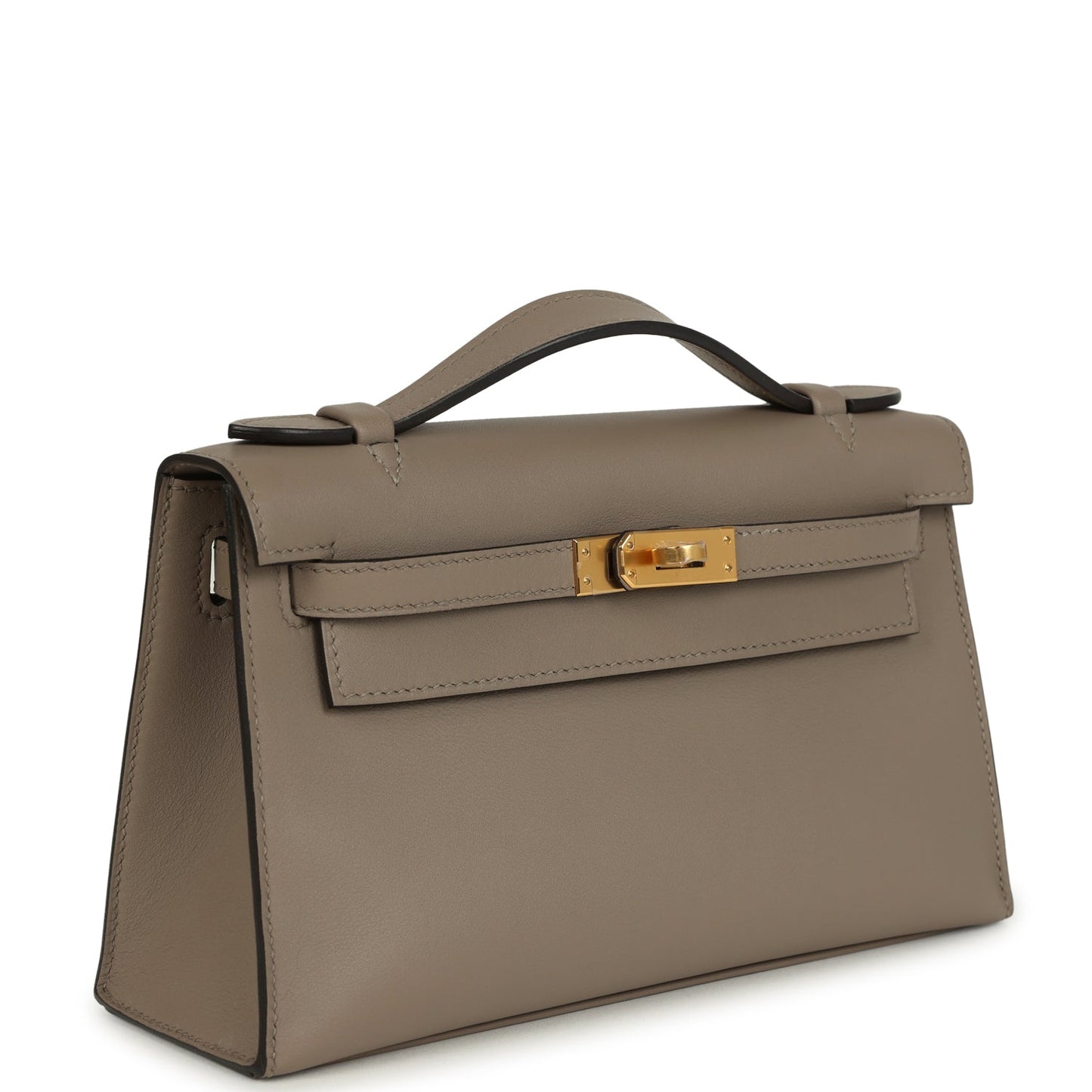 Kelly Pochette Gris Asphalte Swift Gold Hardware