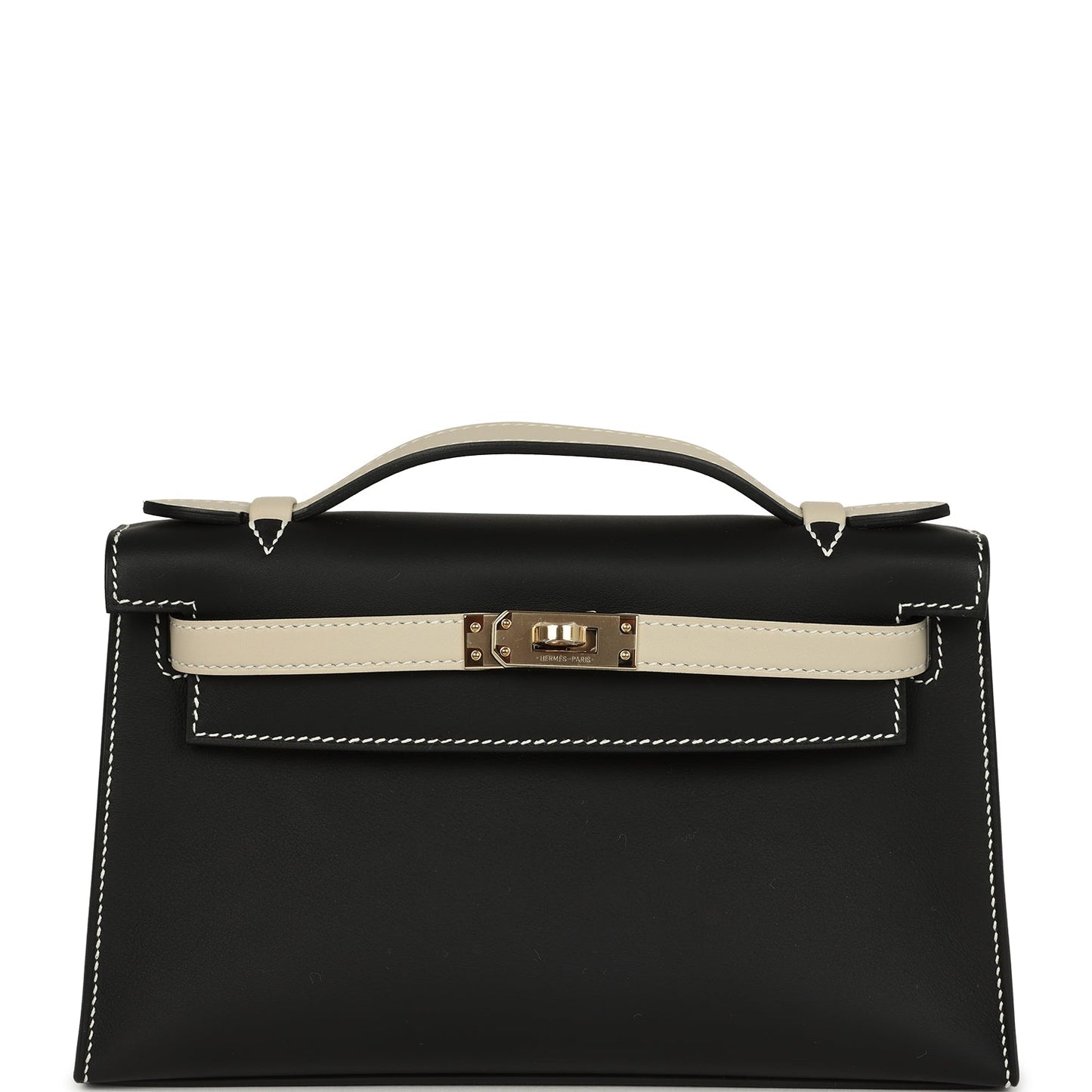 Special Order (HSS) Kelly Pochette Black and Beton Swift Permabrass Hardware