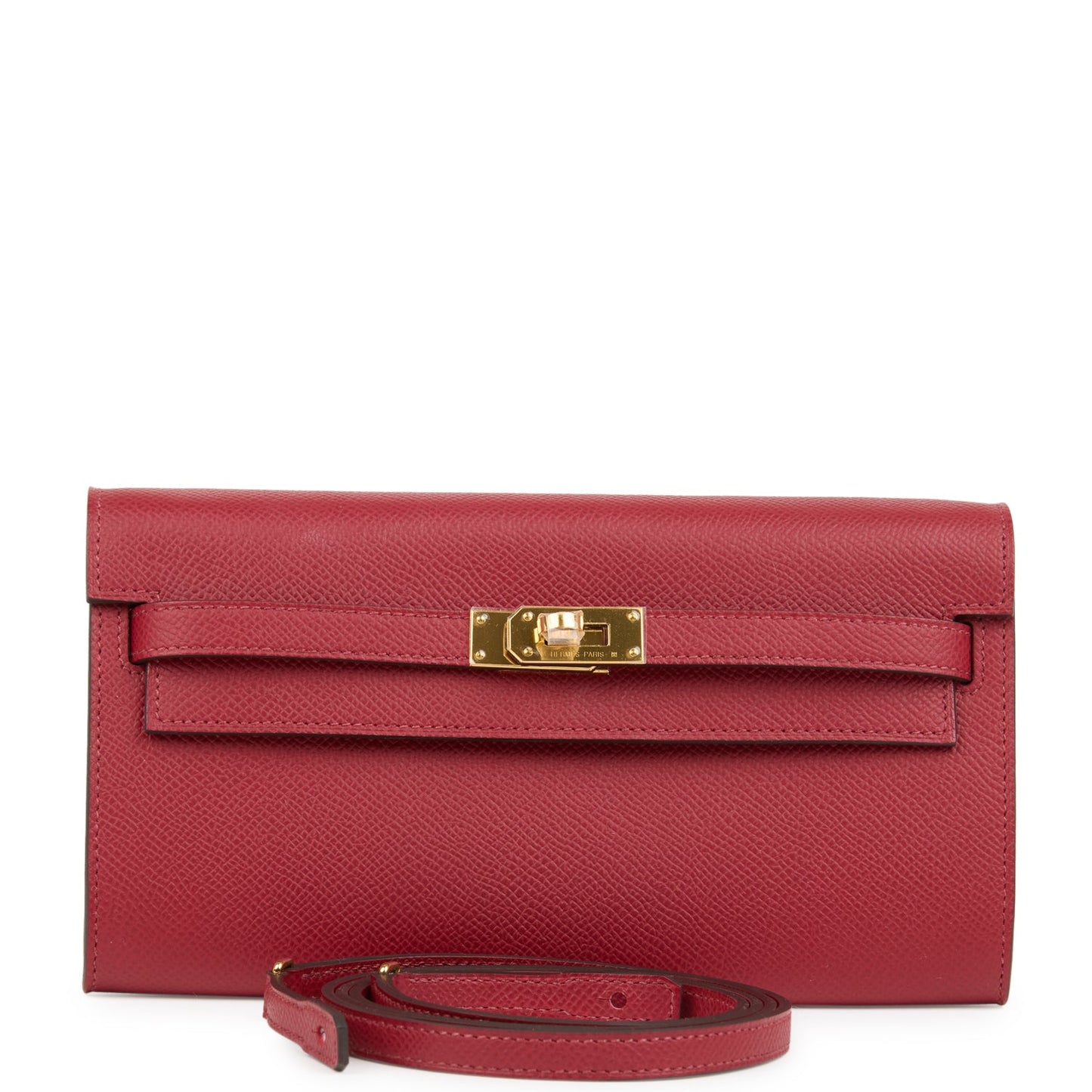 Kelly Wallet To Go Rouge Grenat Epsom Gold Hardware