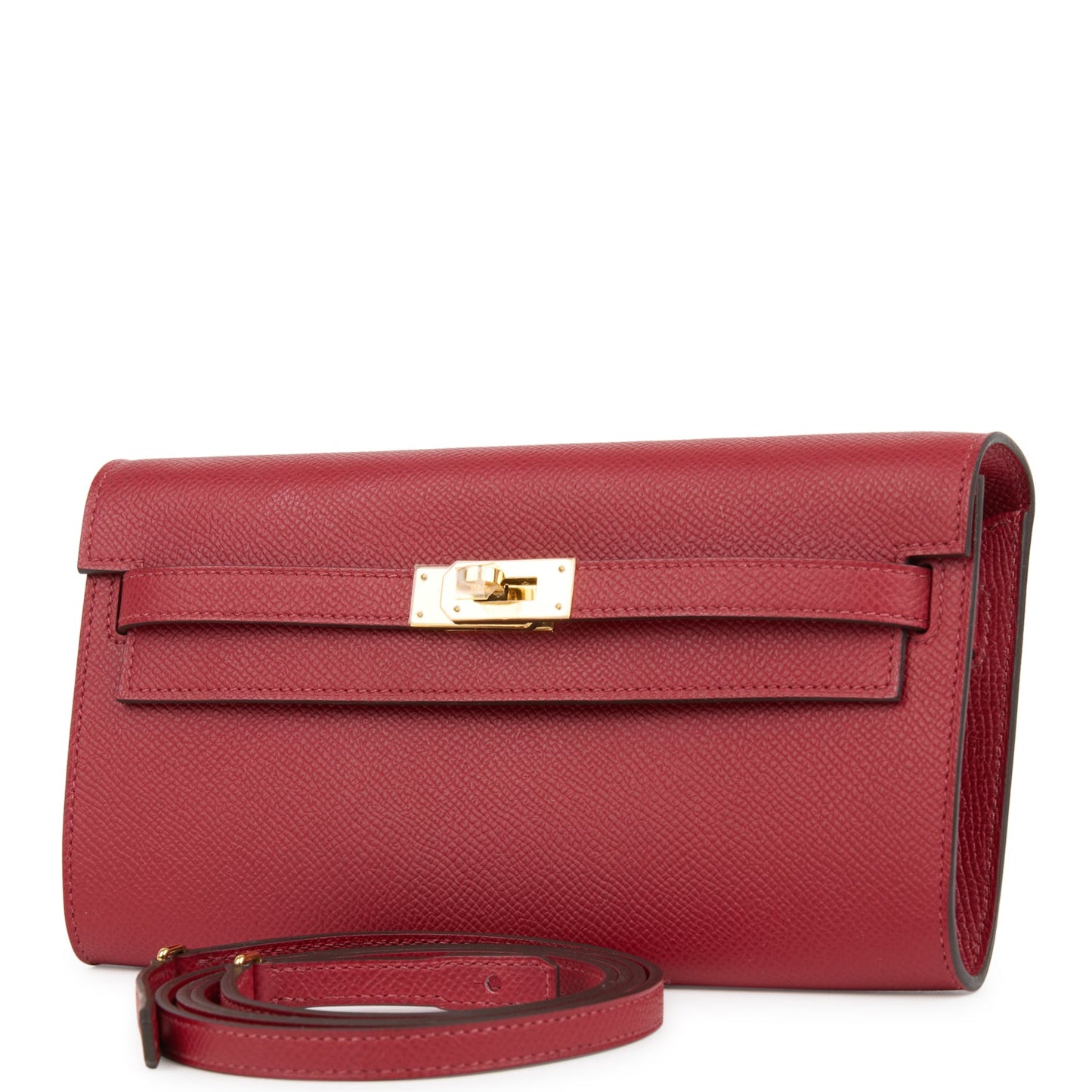 Kelly Wallet To Go Rouge Grenat Epsom Gold Hardware