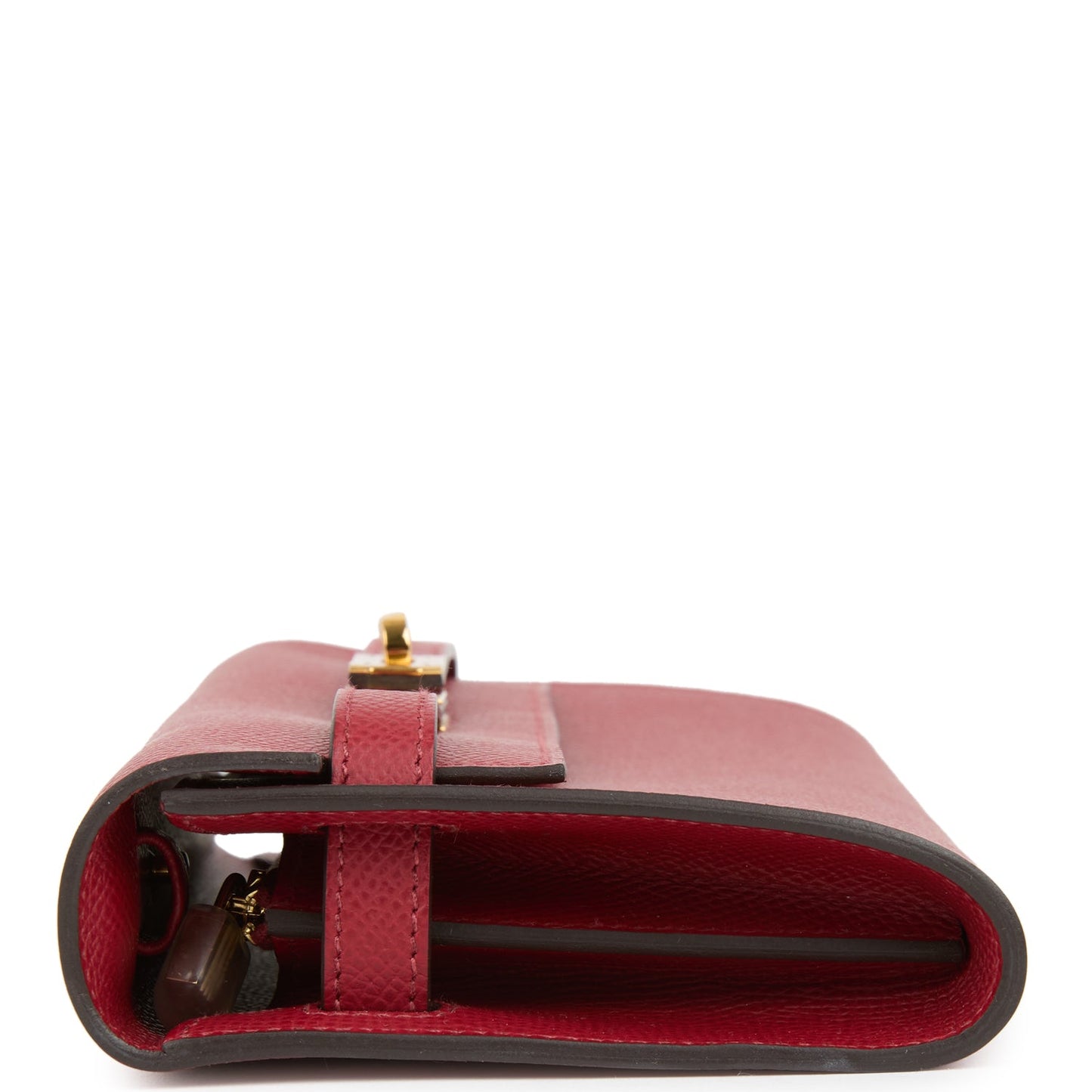 Kelly Wallet To Go Rouge Grenat Epsom Gold Hardware