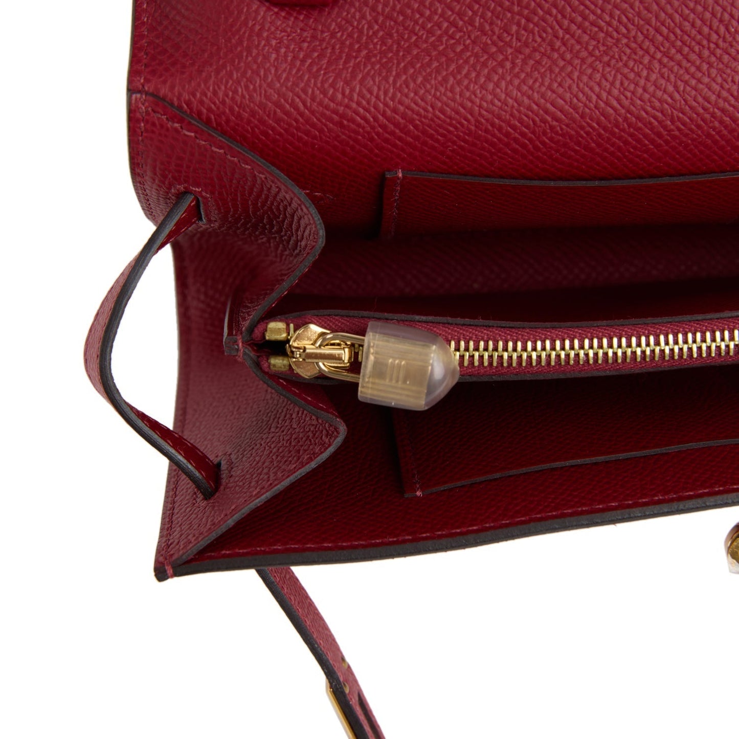 Kelly Wallet To Go Rouge Grenat Epsom Gold Hardware