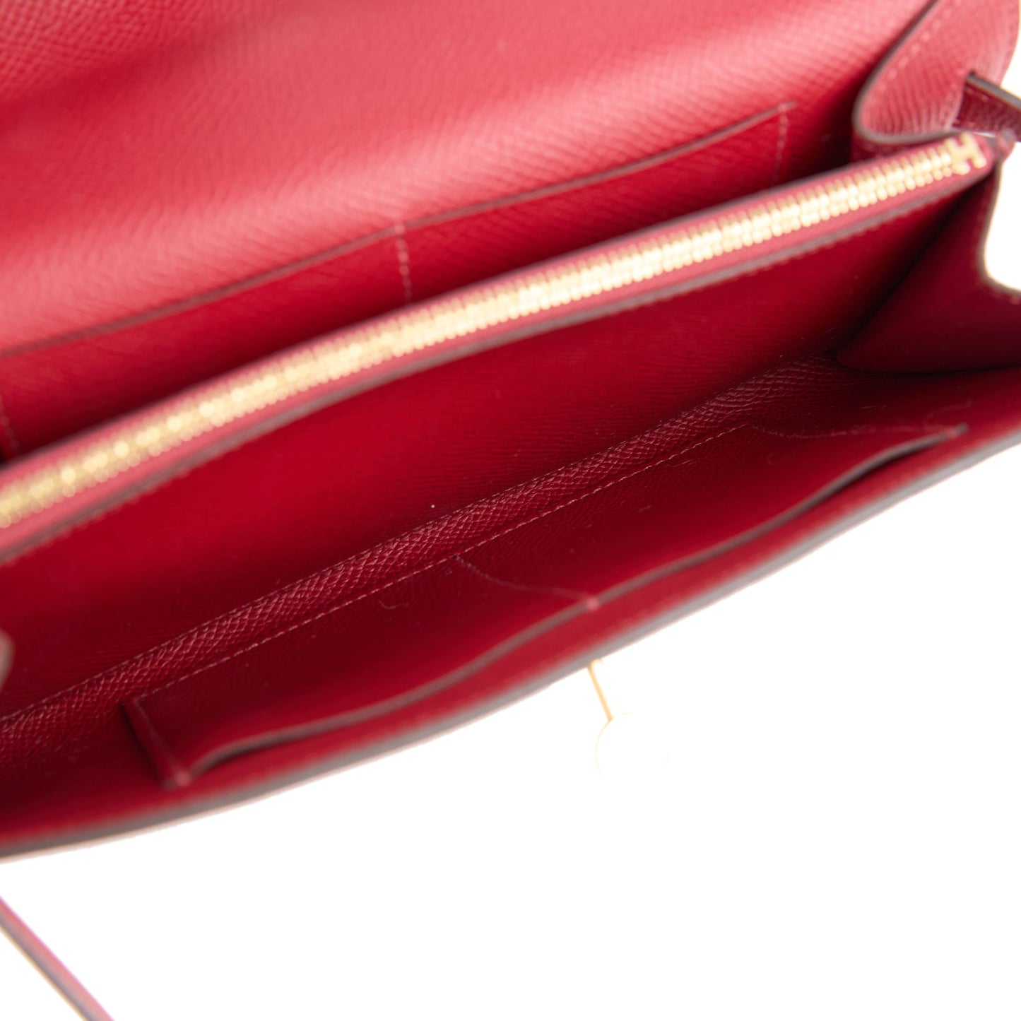 Kelly Wallet To Go Rouge Grenat Epsom Gold Hardware