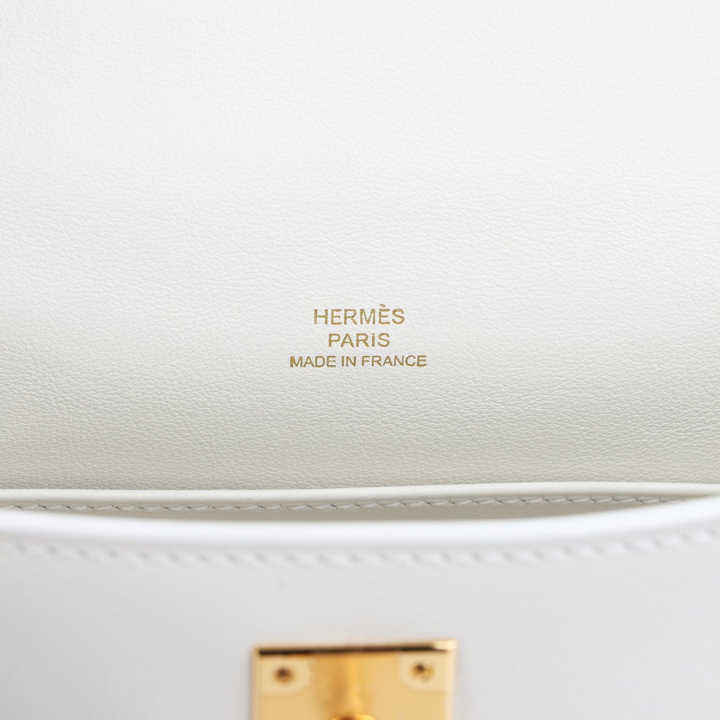 Kelly Pochette White Swift Gold Hardware
